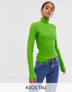 Водолазка в рубчик ASOS DESIGN Tall-Зеленый