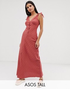 Платье макси на пуговицах ASOS DESIGN Tall-Красный