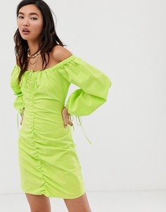 Присборенное платье мини ASOS DESIGN-Зеленый