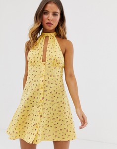 Сарафан мини на пуговицах с пестрым цветочным принтом ASOS DESIGN-Мульти