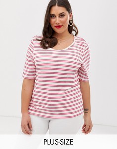 Трикотажная футболка в полоску Vero Moda Curve-Мульти