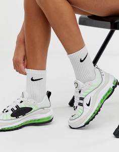 Белые кроссовки с неоновой зеленой отделкой Nike Air Max 98-Белый