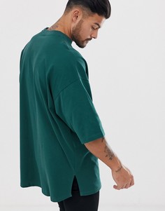Зеленая oversize-футболка с разрезами по бокам ASOS DESIGN-Зеленый