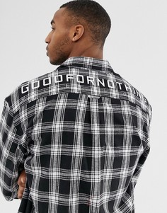 Черная oversize-рубашка в клетку с логотипом Good For Nothing-Черный