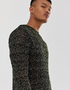 Вязаный джемпер из пряжи металлик ASOS DESIGN-Черный