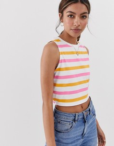 Футболка без рукавов в полоску с завязкой на спине ASOS DESIGN-Мульти
