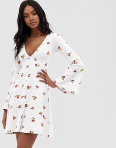 Короткое приталенное платье с вышивкой ASOS DESIGN LYNNE-Белый