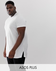 Белая длинная футболка с круглым вырезом и разрезами по бокам ASOS DESIGN-Белый