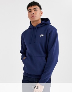 Темно-синий худи с логотипом-галочкой Nike Tall