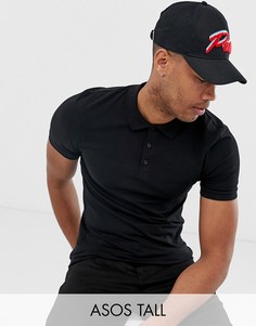 Поло черного цвета обтягивающего кроя ASOS DESIGN Tall-Черный
