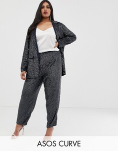 Брюки с отделкой ASOS EDITION Curve-Темно-синий