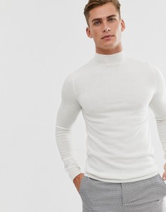 Белый обтягивающий джемпер из мериносовой шерсти с высоким воротом ASOS DESIGN