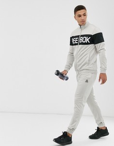 Светло-бежевый спортивный костюм с логотипом Reebok Training
