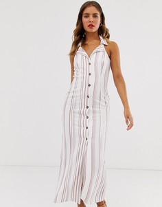Платье-рубашка макси в полоску без рукавов ASOS DESIGN-Мульти