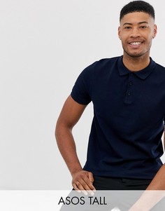 Темно-синее поло из ткани пике ASOS DESIGN Tall-Темно-синий