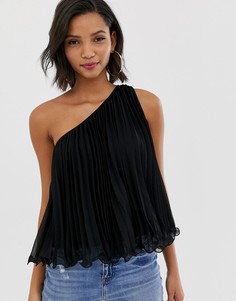Топ с асимметричными складками ASOS DESIGN-Черный