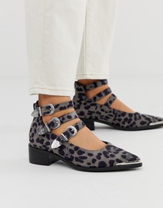 Туфли на плоской подошве в стиле вестерн с леопардовым принтом ASOS DESIGN - Mae-Мульти