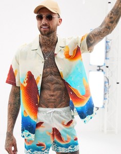 Oversize-рубашка с принтом ASOS DESIGN-Синий
