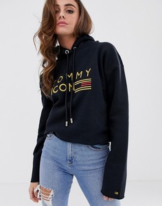 Короткий худи с логотипом Tommy Hilfiger Icon-Черный