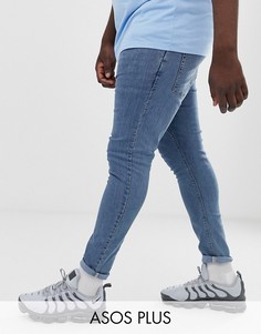 Голубые эластичные джинсы с напылением ASOS DESIGN Plus-Синий