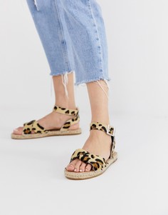 Кожаные эспадрильи с леопардовым принтом ASOS DESIGN-Мульти