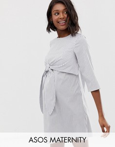 Платье мини в полоску для кормящих мам ASOS DESIGN Maternity-Мульти