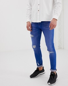 Рваные супероблегающие джинсы ASOS DESIGN-Синий