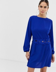 Платье мини с длинными рукавами AX Paris-Синий