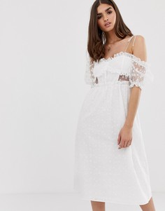 Платье миди For Love & Lemons Sadie-Белый