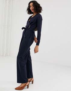 Комбинезон с запахом и пуговицами Vero Moda-Темно-синий