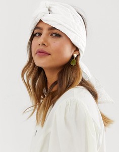 Головной платок с вышивкой ришелье ASOS DESIGN-Белый