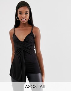 Топ со свободным вырезом и черепаховыми цепочками ASOS DESIGN Tall-Черный