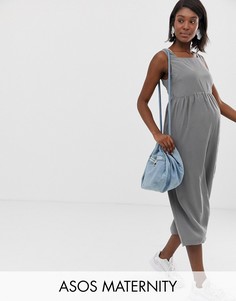 Комбинезон с присборенной талией ASOS DESIGN Maternity-Черный