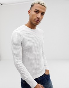 Белый легкий обтягивающий джемпер крупной вязки ASOS DESIGN