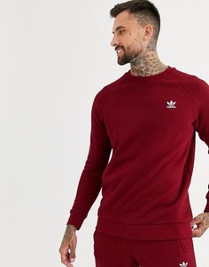 Бордовый свитшот с маленьким вышитым логотипом adidas Originals-Красный