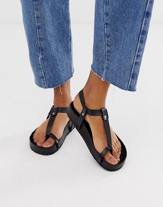 Кожаные сандалии в минималистском стиле с петлей для большого пальца ASOS DESIGN Filmore premium-Черный
