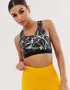 Спортивный бюстгальтер с мраморным принтом ASOS 4505-Черный