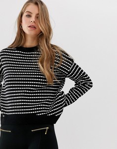 Жаккардовый джемпер в полоску QED London-Черный