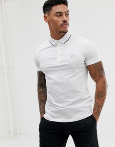 Белое поло узкого кроя с логотипом и отделкой Armani Exchange-Белый