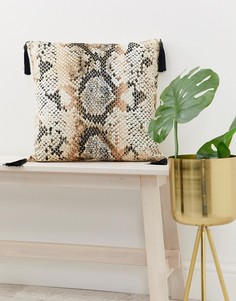 Бархатный чехол на подушку со змеиным принтом ASOS SUPPLY-Мульти