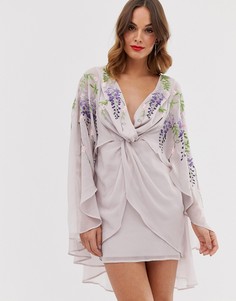 Платье-кейп мини с вышивкой ASOS DESIGN-Фиолетовый