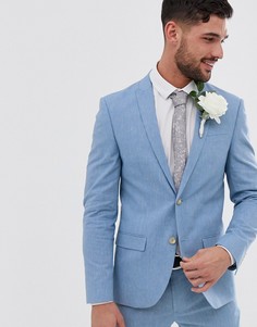 Синий пиджак с добавлением льна River Island Wedding