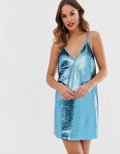 Платье мини с пайетками ASOS DESIGN-Синий