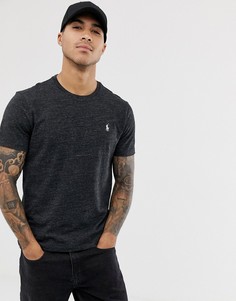 Черная меланжевая футболка с логотипом в виде игрока в поло Polo Ralph Lauren-Черный
