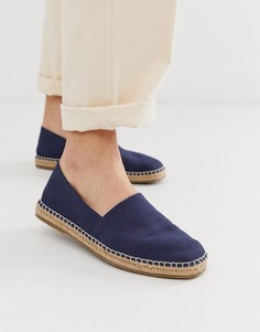 Темно-синие эспадрильи из искусственной замши с квадратным носком ASOS DESIGN-Темно-синий