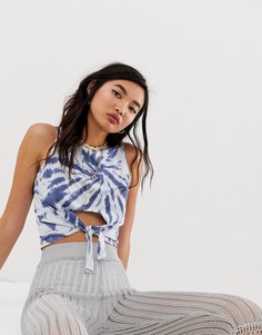 Топ без рукавов с завязкой спереди с принтом тай-дай ASOS DESIGN-Фиолетовый
