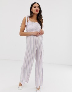 Комбинезон в полоску со сборками Wild Honey Maternity-Мульти