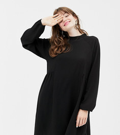 Черное свободное платье с высоким воротником Monki-Черный