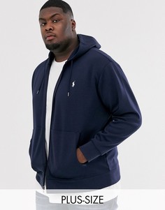 Темно-синий худи на молнии с логотипом Polo Ralph Lauren Big & Tall