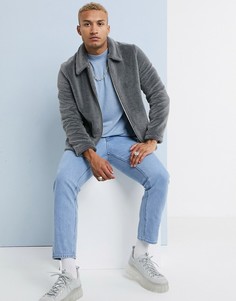 Серая куртка из искусственного меха ASOS DESIGN-Серый